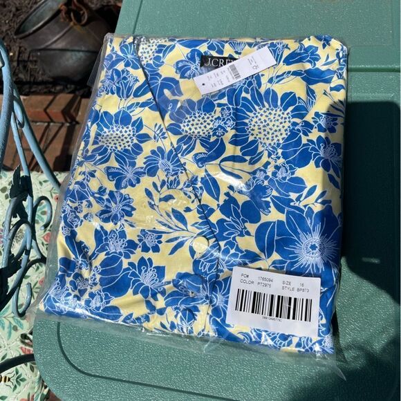 J Crew Button Front Puff Sleeve Blue Floral Twill Mini Dress NWT - Picture 5 of 9